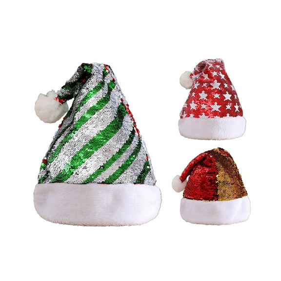 D-GROEE Christmas Hat, Xmas Holiday Hat for Unisex Adults,Glitter Design Soft Xmas Cap for New Year Festival Party Supplies