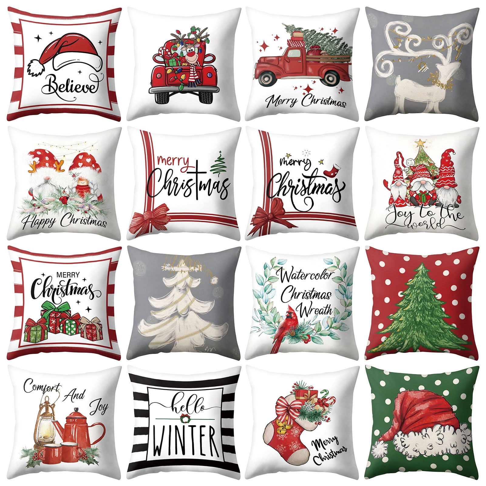 DGROEE Christmas Throw Pillow Covers Christmas Outdoor Pillow Covers
