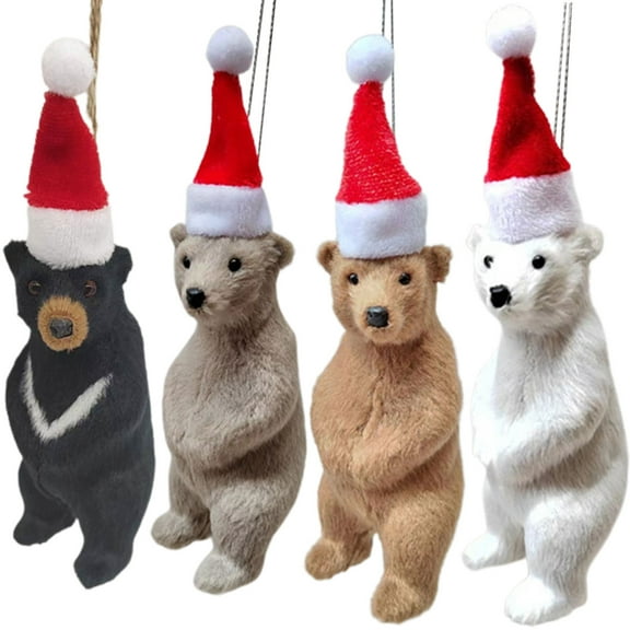 D-GROEE Christmas Tree Ornaments Polar Bear Grizzly Plastic Doll Pendant for Christmas Holiday Decor Xmas Cute Unique Bear Doll Festival Hanging Decorations