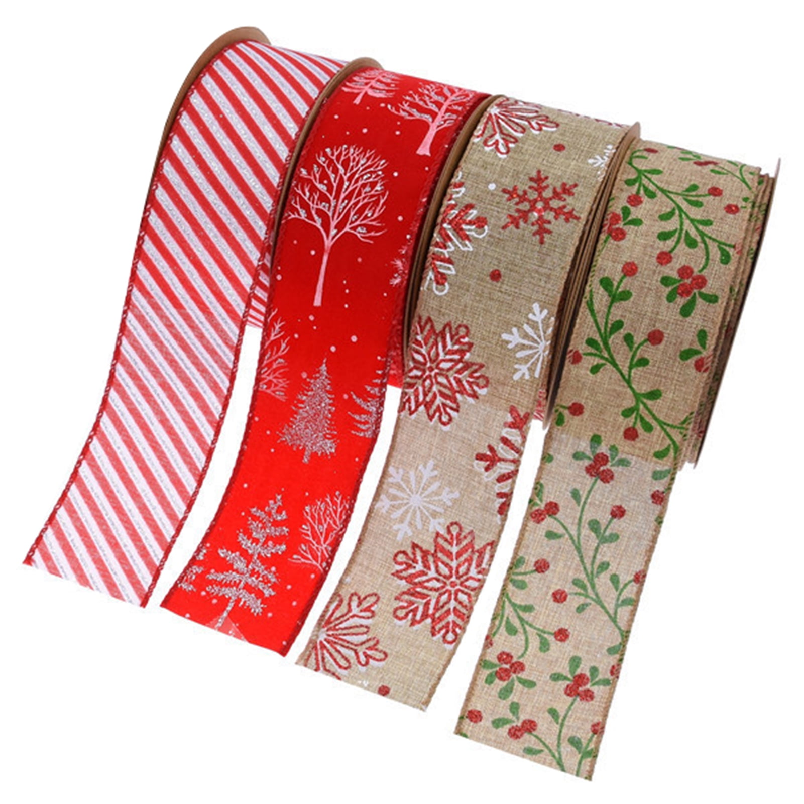 D-GROEE Christmas Wired Edge Ribbons 2 Inch Wide Wired Ribbons Christmas  Printed Wired Ribbon Roll for DIY Christmas Wreath Bows Crafts Decoration 