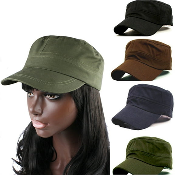 D-GROEE Cotton Classic Army Hat Adjustable Women Men Caps Military Hat Comfy Cadet Hat Vintage Flat Top Cap Baseball Cap
