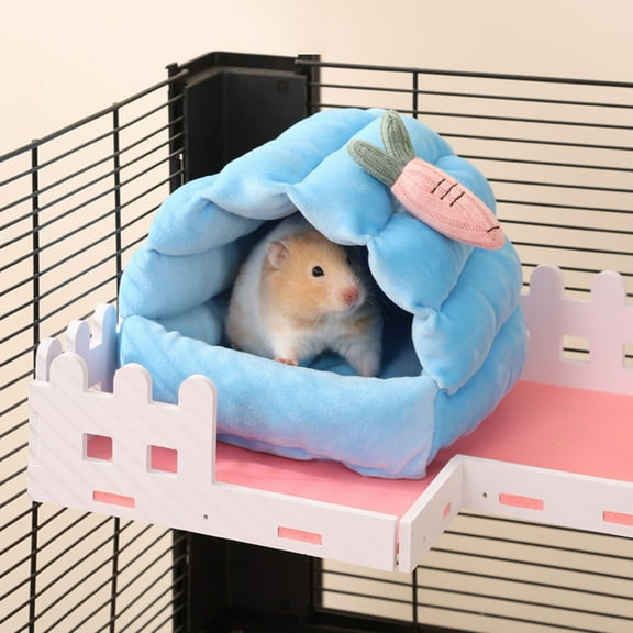 D-GROEE Cute Cozy Pet Nest Cozy Hamster Nest Bunny Carrot Design Small Warm Room for Guinea Pigs Ferrets Hedgehogs Rabbits Rats Autumn Winter Hamster Cage