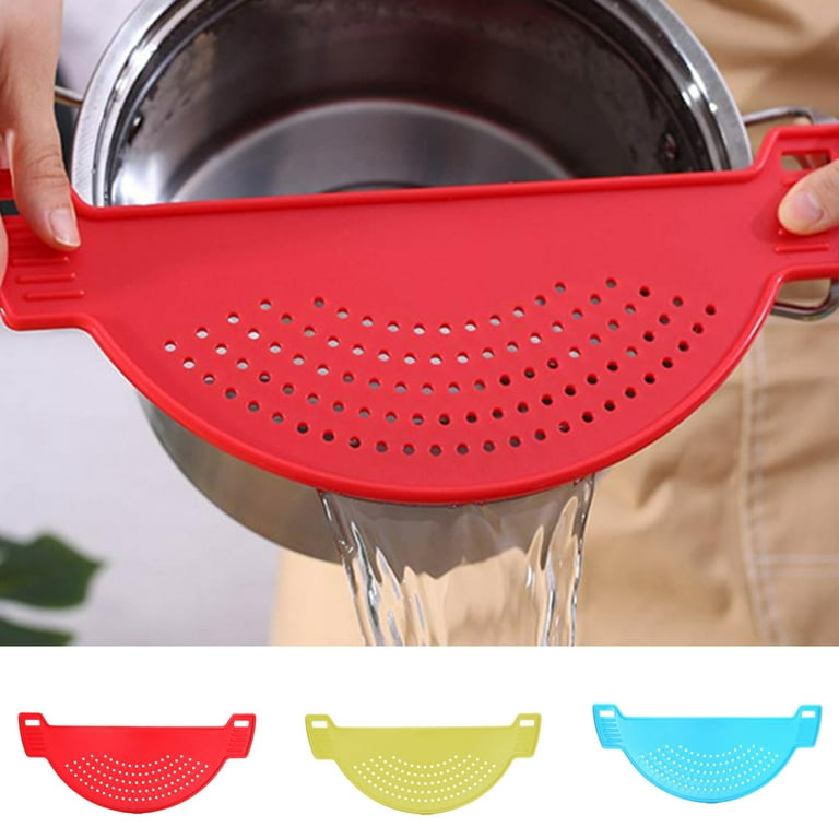 D-groee Drainer for Pots Pan Pasta Strainer, PP Food Strainer Pan Strainer, Half Moon Shape Kitchen Food Funnel Strainer for Spaghetti, Pasta Fits All