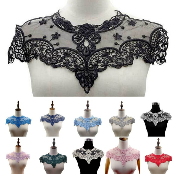 D-GROEE Embroidered Floral Lace Neckline Neck Collar Trim Clothes Sewing Applique Edge