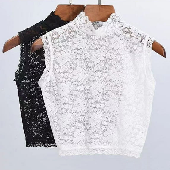 D-GROEE Fake Collars for Women Hollow Out Flower Embroidery Neck Shirt Lace Turtleneck Collar Womens Dicky Detachable Collar