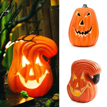 D-GROEE Fall Pumpkin Light Up Skull for Tiered Tray Decorations Battery Operated LED Lighted Pumpkin Lamp Centerpieces for Party Decor
