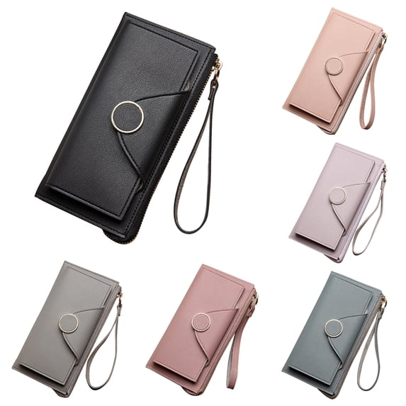D-GROEE Fashion Bifold Women Lady Multi-card Two Fold Long Zipper Clutch Purse Handbag With Hand Strap Clutch