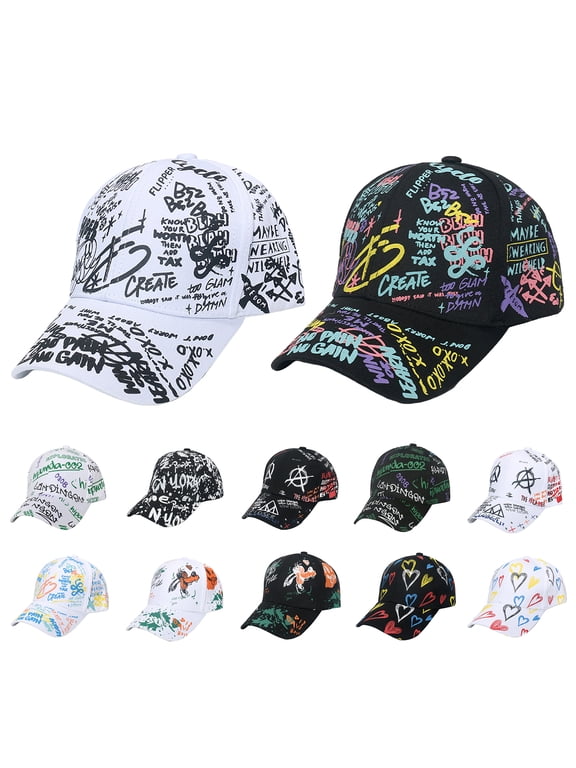 Fashion Graffiti Cap Adjustable Doodle Baseball Cap Hip hop Rap Casual Cap for Men Women