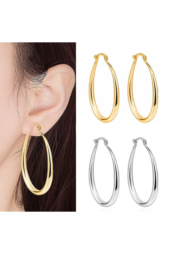 Fashion Oval Type Hoop Alloy Earrings for Women Beautiful and Elegant Ear Loop Piercing Jewelry