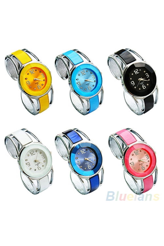 Fashion Women's Opening End Quartz Analog Round Case Bracelet Watch