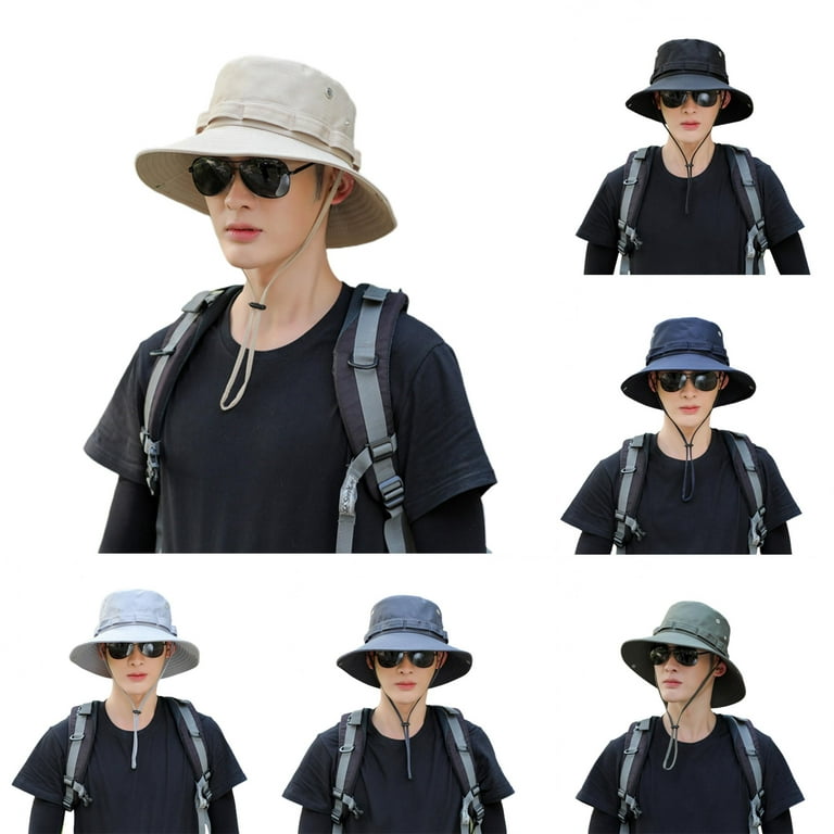 D-GROEE Fishing Hiking Hat for Men, Adjustable String Sun Hat Wide Brim  Boonie UPF50+, Sun Protection Hat Beach Women 