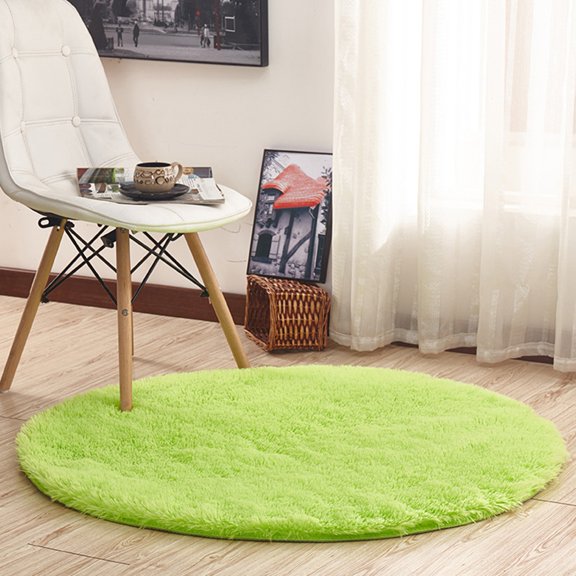 D-GROEE Floor Rug Fluffy Round Long Hair Solid Color Good Moisture Absorption Decoration Washable Living Room Bedroom Rug Household Stuff