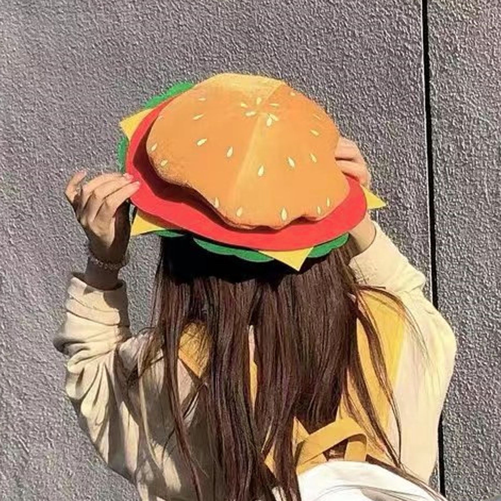 Hamburger Hat Costume Burger Cap Funny BBQ Food Prop Cheese