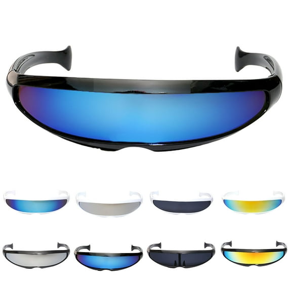 D-GROEE Futuristic Shield Sunglasses for Cosplay Mirrored Lens Visor Narrow Cyclops Novelty Party Shield Cool Alien Sunglasses