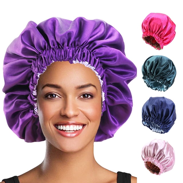 D-GROEE Hair Bonnet Polyester Sleeping Cap Solid Color Sleep Bonnet for ...