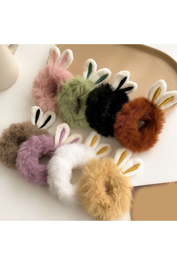 Hair Elastics Scrunchies Plush Bunny Ears Scrunchy Bobbles Soft Elegant Elastic Hair Bands Hair Ties