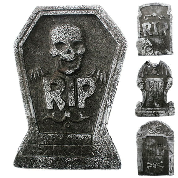 D-GROEE Halloween Foam RIP Graveyard Tombstones , Yard Sign Headstone Decorations for Halloween Yard Outdoor Indoor Decorations