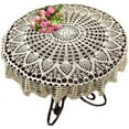 thumbnail image 1 of D-GROEE Handmade Crochet Cotton Table Cloth Lace Doilies Round Hollow Out Tablecloths for Wedding Dining, 1 of 6