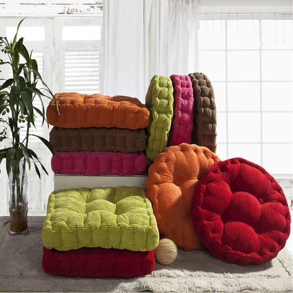 D-GROEE Homes 15.75 inches Round-Square Tatami Cushion for Seating & Meditation, Corduroy Pillow