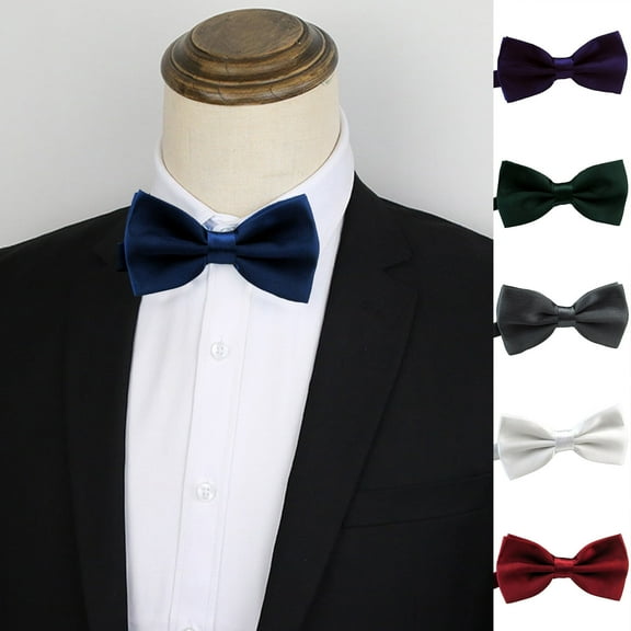 D-GROEE Bow Tie House Mens Bowties Pre-tied Shape Clip on Bowtie Solid Color Men Formal Wear for Party Banquet Prom