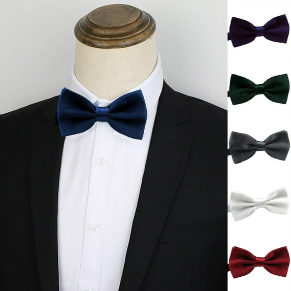 D-GROEE Bow Tie House Mens Bowties Pre-tied Shape Clip on Bowtie Solid Color Men Formal Wear for Party Banquet Prom