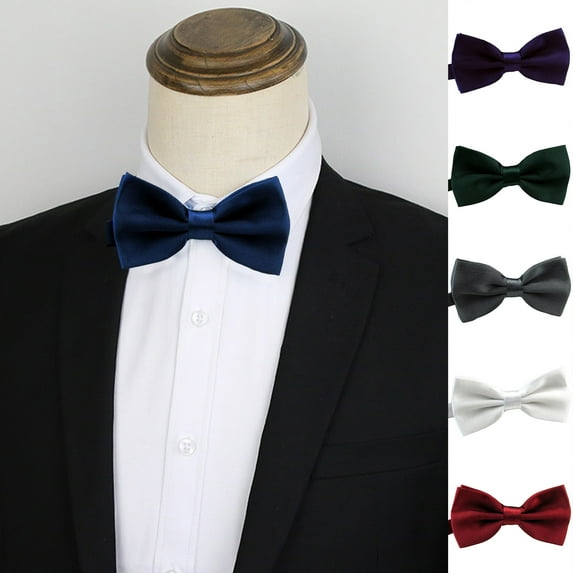 D GROEE House Mens Bowties Pre tied Shape Clip on Bowtie Solid Color Men Formal Wear for Party Banquet Prom