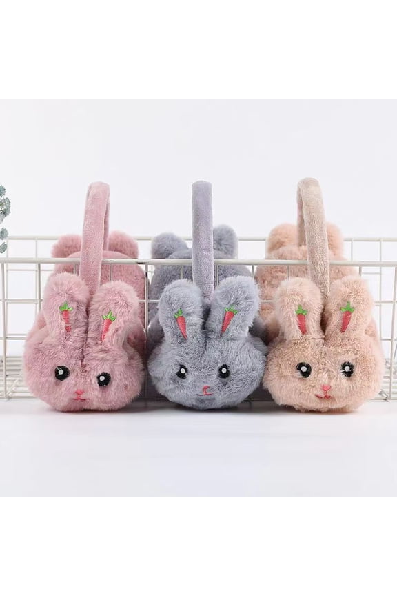 Kids Winter Earmuffs Plush Warm Cute Rabbit Ear Warmers Earflap Cute Cartoon Earmuff for Boys Girls Baby Toddlers