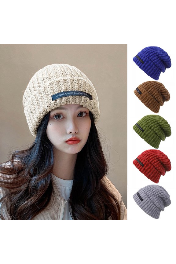 Knitted Hat Solid Color Knitted Winter Warm Hat Streetwear for Unisex Ultra-thick High Elasticity Cozy Outdoor Headwear Perfect for Autumn for Women
