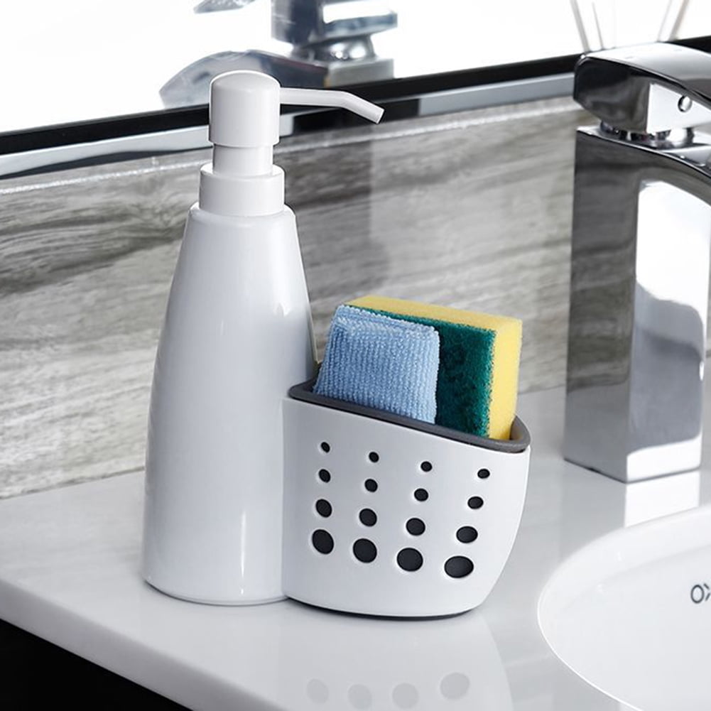 Polder Soap Dispensing Sink Brush with Bonus Sponge - Grey