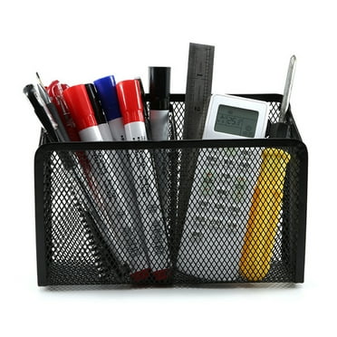 D-GROEE Magnetic Pencil Holder, Magnetic Storage Basket Organizer, 2 Grid Semicircle Magnets Pen Holder, for Your Whiteboard, Fridge, Cubicle Desks, Locker Accessories