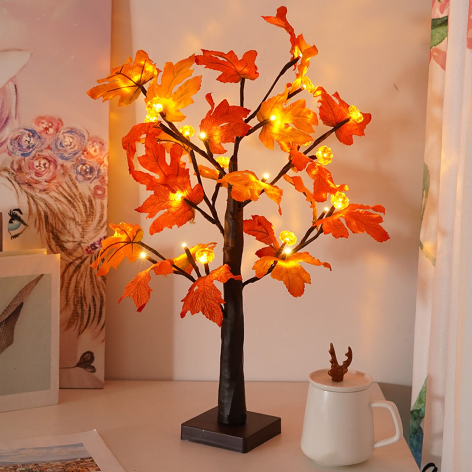 DGROEE Maple Tree Light for Fall Thanksgiving Decor,24 LED Lighted