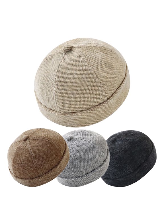 Men & Women Polyester Beanie Hat Docker Cap Skullcap Unisex Adjustable Sweat Absorption Brimless Cap Sailor Cap