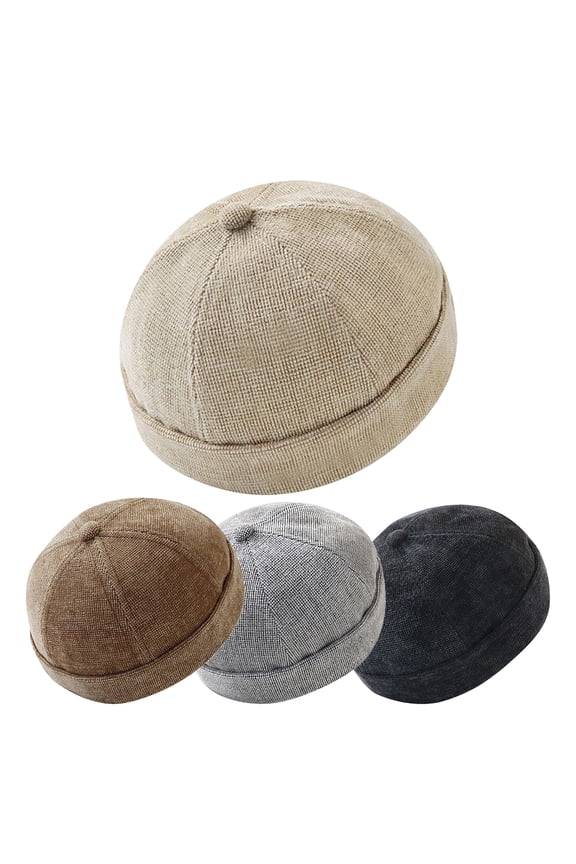 Men & Women Polyester Beanie Hat Docker Cap Skullcap Unisex Adjustable Sweat Absorption Brimless Cap Sailor Cap