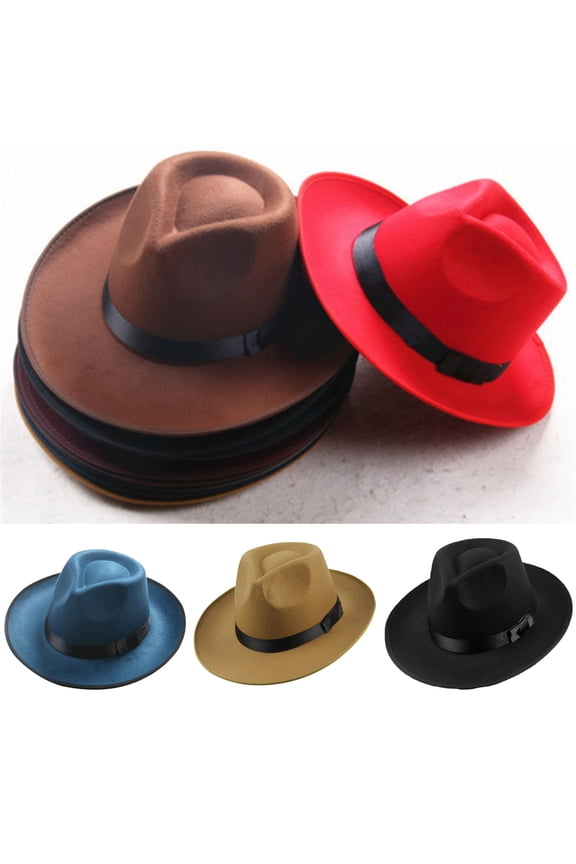 Men & Women Vintage Wide Brim Fedora Panama Hat Sun Visor Cap