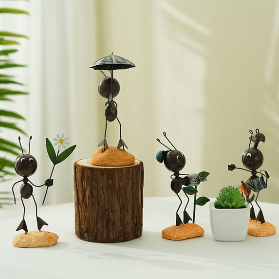 D-GROEE Metal Ant Garden Decor Outdoor Mini Art Decorative Insect Tree Sculpture for Home Decor