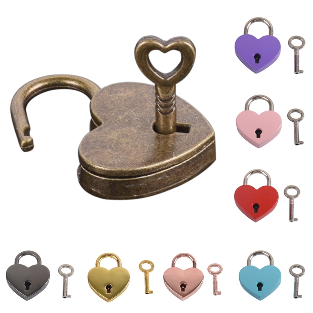 Mini Fake Lock D-GROEE Mini Alloy Vintage Lock Mini Love Shape Lock Replica Padlock ...