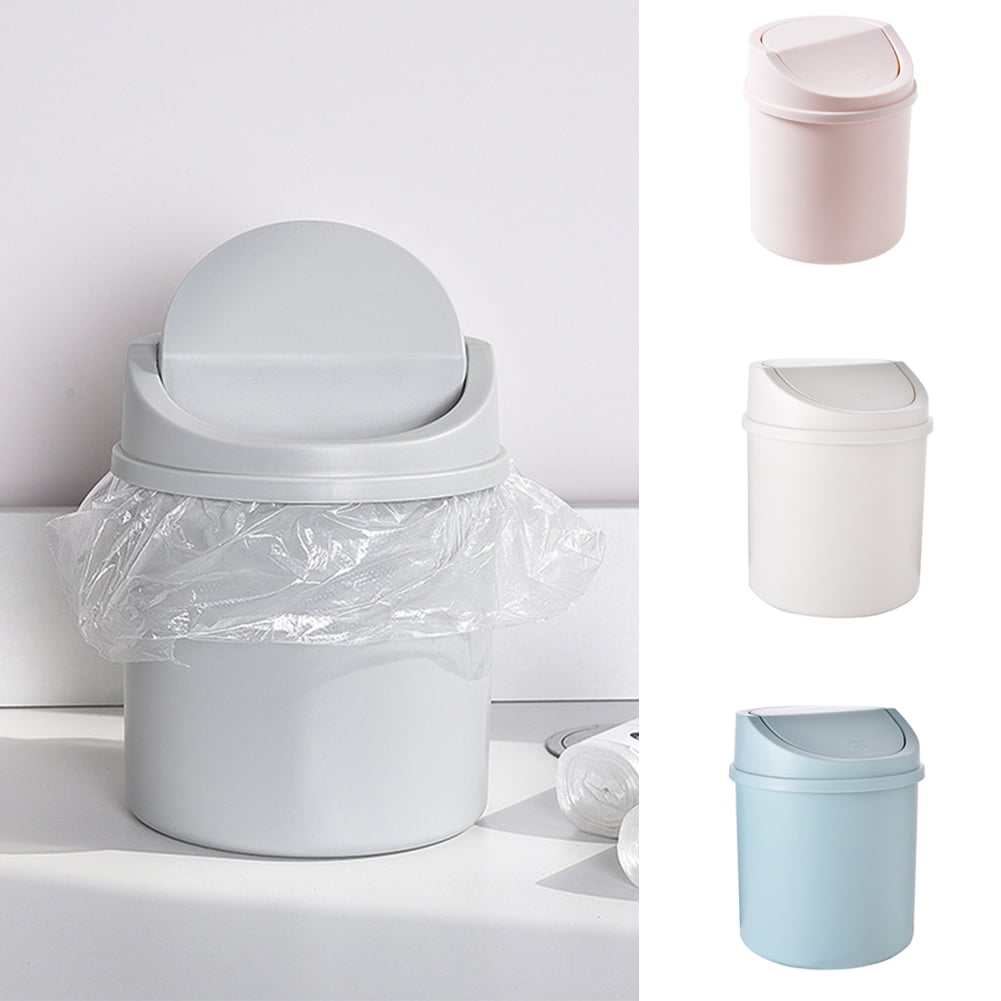 Mini Desktop Trash Can-creative Plastic Desktop Trash Can Table Bin With  Button Lid-small Home Office Trash Can For Office,bathroom,bedroom Kitchen  Ta