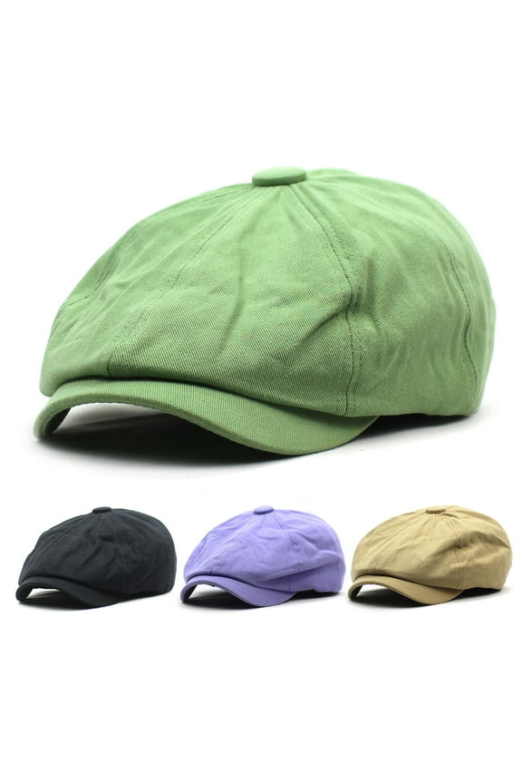 Newsboy Hats for Men Flat Cap Cotton Blend Adjustable Peaked Breathable Hat for Daily Wear