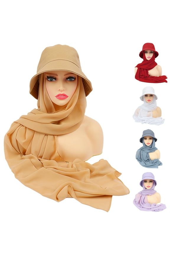 Outdoor 2-in-1 Wide Brim Sun Visor Hat with Neck Protector Hood and Neck Protector Scarf Summer Beach Hat