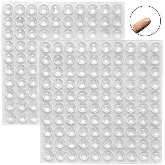 D-GROEE Pack of 200 Cabinet Door Bumpers - Clear Adhesive Pads for Drawers, Glass Tops, Cutting Boards, Picture Frames, Small Furniture