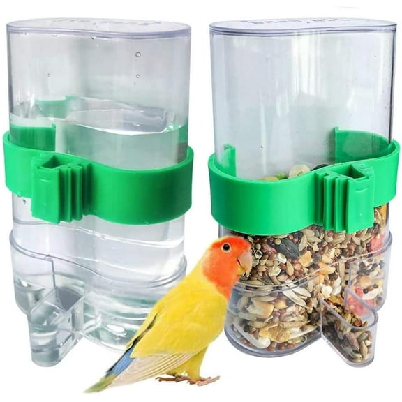 D-GROEE Parakeet Water Dispenser No Mess Parrot Feeder Parakeet Waterer Cockatiel Cage Accessories,Automatic Feeding for Budgies Finch Canaries Lovebirds,Set of 2