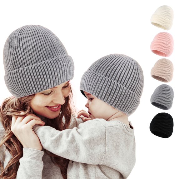 D-GROEE Parent-Child Hat, Mother & Daughter/Son Winter Warm Wool Knit Hat Family Beanie Cap