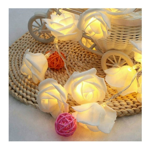 D-GROEE Party Accessories Led Rose Flower String Light Realistic Looking Battery-powered Valentine's Day Led String Lamp Hanging Decoration