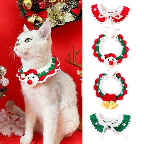 zobvuyeg Pet Collars Woven Scarf, Dress Up and Costume for Holiday Decoration, Ideal Gifts and Decoration Pet Shawl Pet Supplies for Cats and Dogs