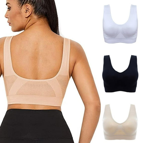 D-GROEE Plus Size Sports Bras for Women Shockproof Breathable Wirefree Padded Workout Yoga Gym Fitness Bra