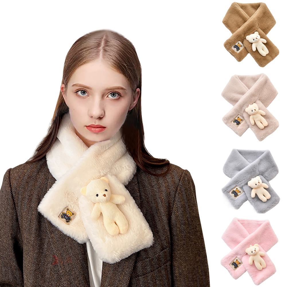 DGROEE Plush Girls Scarf Warm Winter Autumn Cartoon Bear Doll Animal