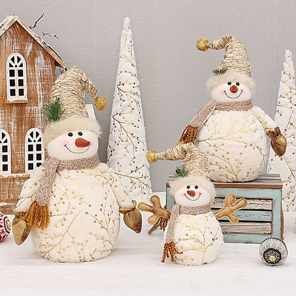 D-GROEE Plush Snowman Pine Decor Stuffed Toys, Adorable Snowmen Decorations, Soft and Cuddly, Snowman Toy Gifts for Home