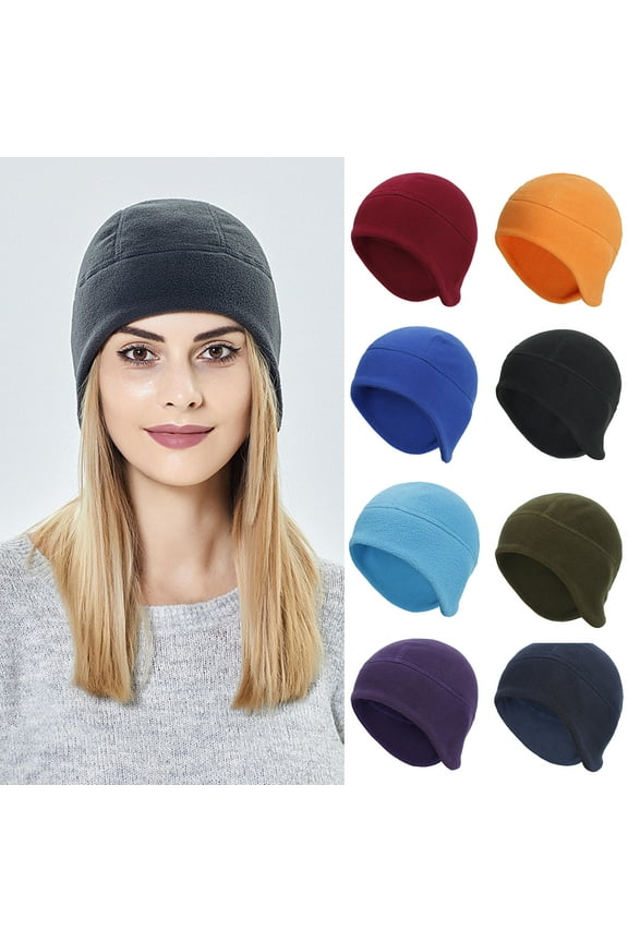 Polar Fleece Skull Cap Beanie Windproof Earflap Winter Hat Perfect for Running, Cycling, Skiing & Winter Sports