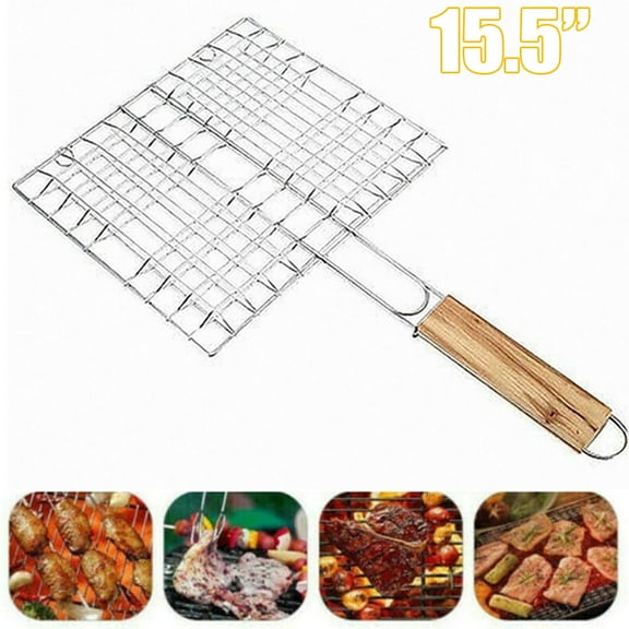 D-GROEE Portable Fish Grill Basket, BBQ Grilling Basket for Outdoor Grill, Durable Grill Accessories, Shrimp Grill Baskets, BBQ Tool for Steak, Potatoes, Chops, Kabob