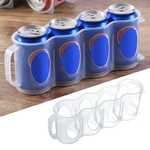 D-GROEE Portable Soda Can Organizer for Refrigerator Shelf, Beer Can Holder, Fridge Storage Sliding Rack, Clear Plastic